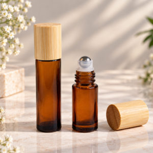 Amber Glass Stainless Steel Roller Perfume Bottle