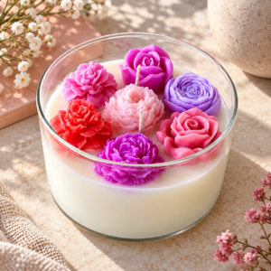 Blossom Garden Pink & Purple Floral Candle