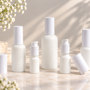 Matte White Glass Serum Pump Bottle