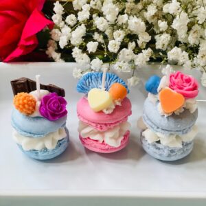 Pastel Macaron Dessert Candle Set – 3 Piece